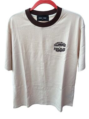 Homme + Femme Beige/Tan Logo T-Shirt Medium 100% Cotton Unisex Streetwear